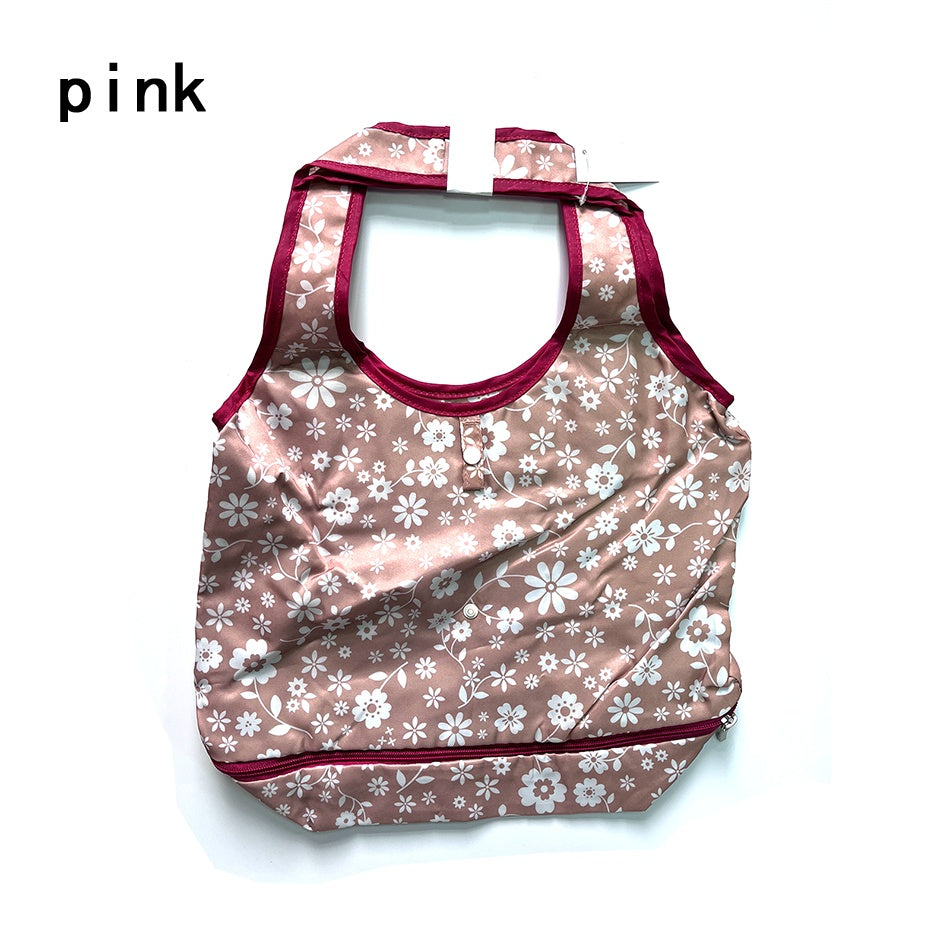 Reusable Shopping Bag Retractable Zipper Foldable Storage Tote Bag Eco-Friendly
